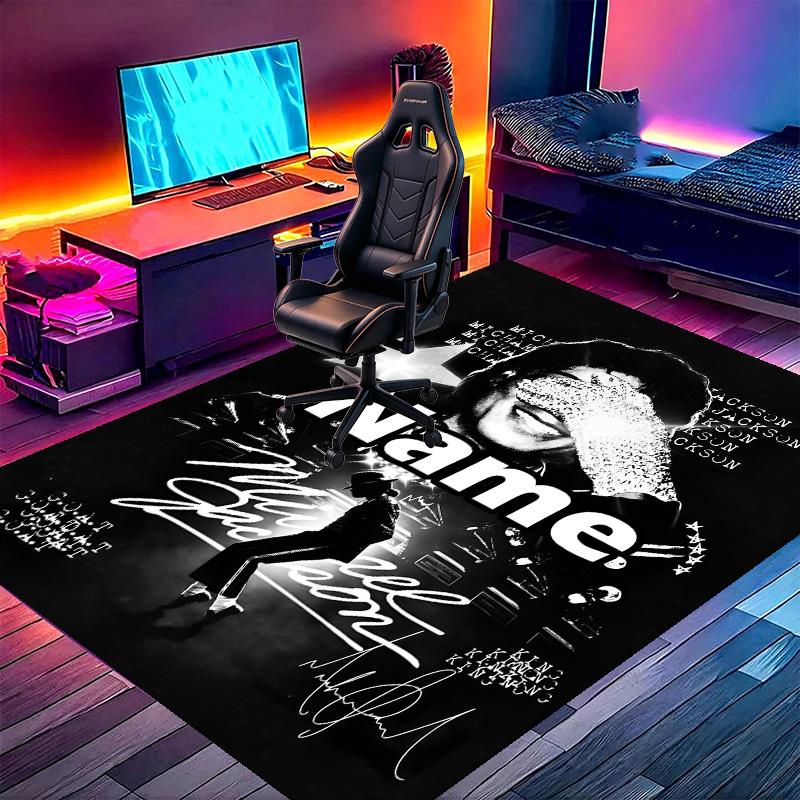 Custom Name Personalized Michael Jackson Print Carpet, Versatile Home Decor Rug, for Playroom, Apartment, Balcony, Entryway, Hallway Gift