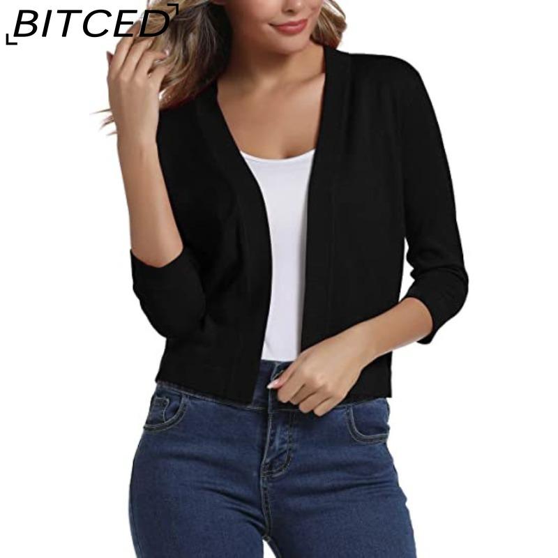 

BITCED Женский трикотаж Элегантный Минималистичный Универсальный Короткий Кардиган Весна/Осень Вязаный Кардиган S чёрный