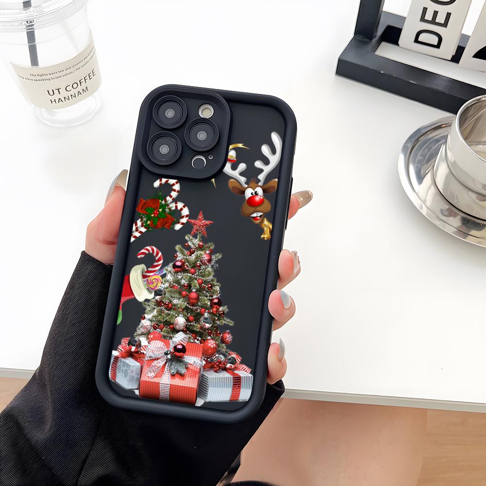 Coque de téléphone Père Noël Arbre de Noël Silicone Souple Pour IPhone 17 16 15 14 13 12 Mini 11 Pro Max Plus Protection Objectif Caméra Cov