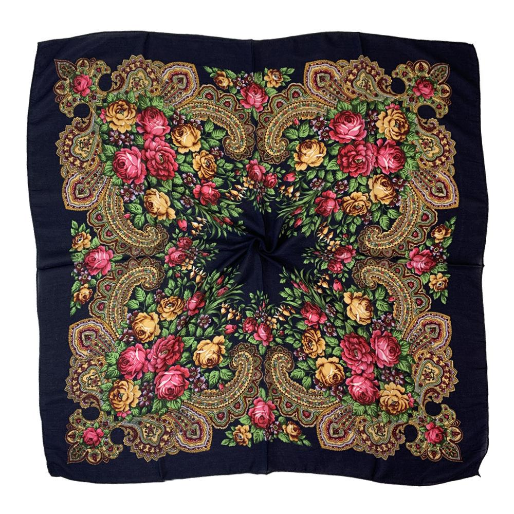 Yunnan Floral Headscarf for Elderly Women, Russian Ethnic Style, Lightweight, Ideal for Work