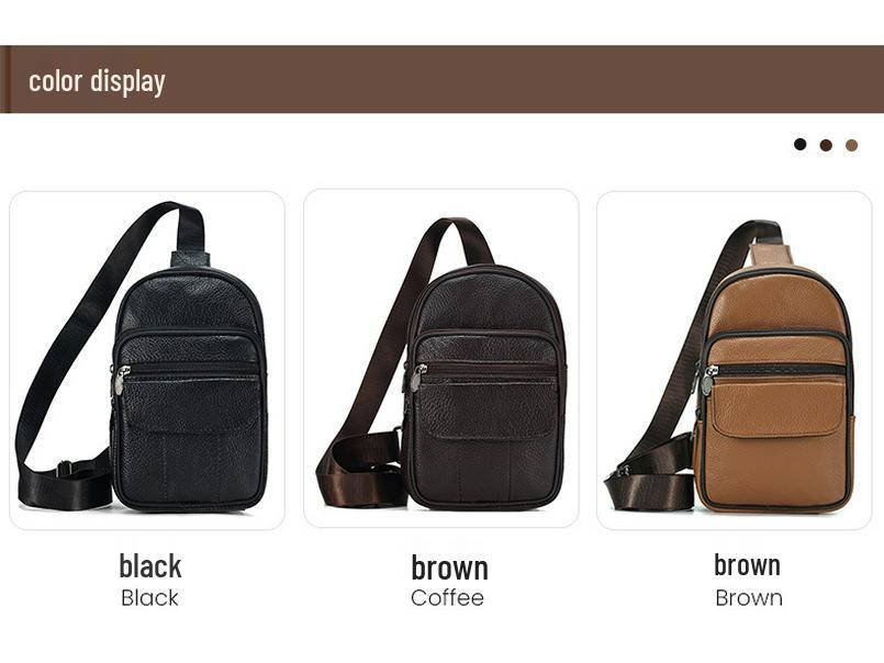 2024 Men's Genuine Leather Crossbody Chest Bag - Top Layer Cowhide for Outdoors & Business