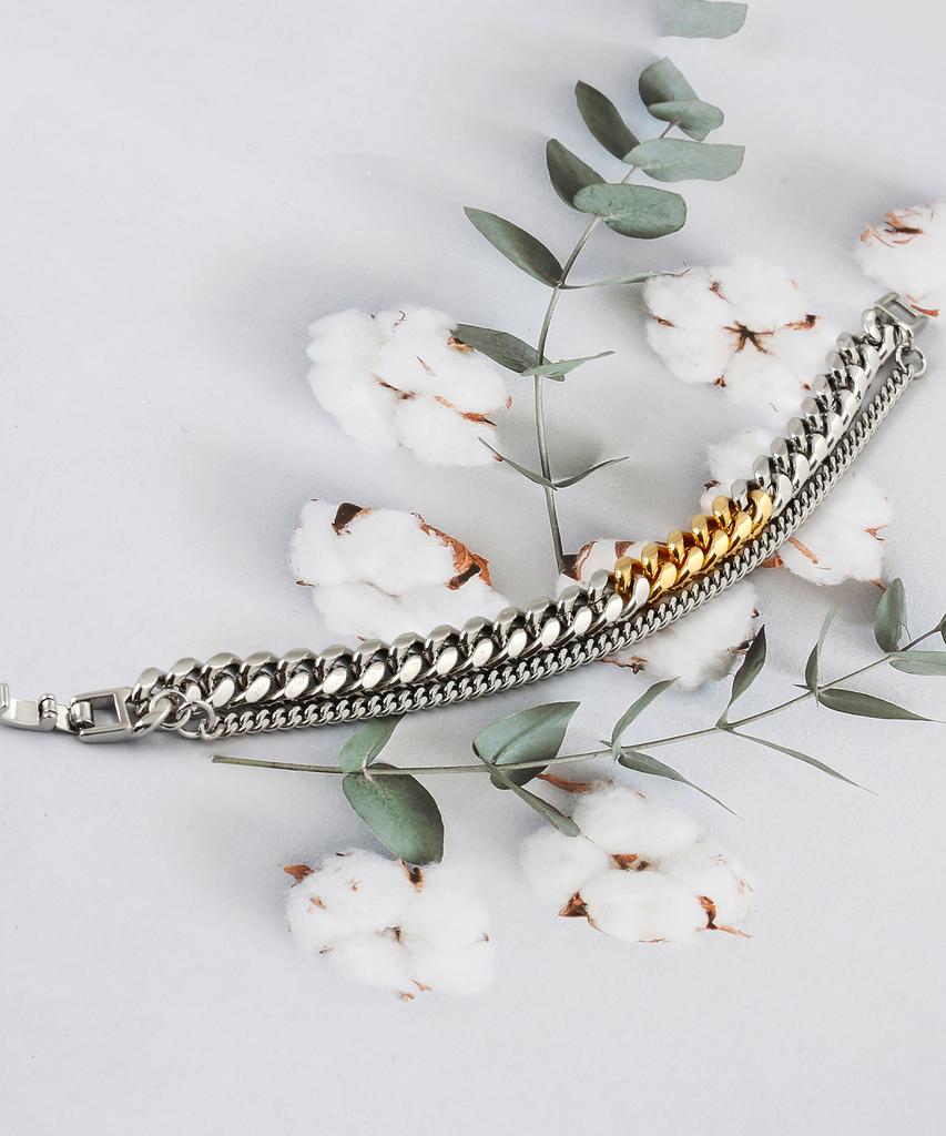 Shoveoff Svb-S1007 Cut Double-Strand Men'S Chain Bracelet
