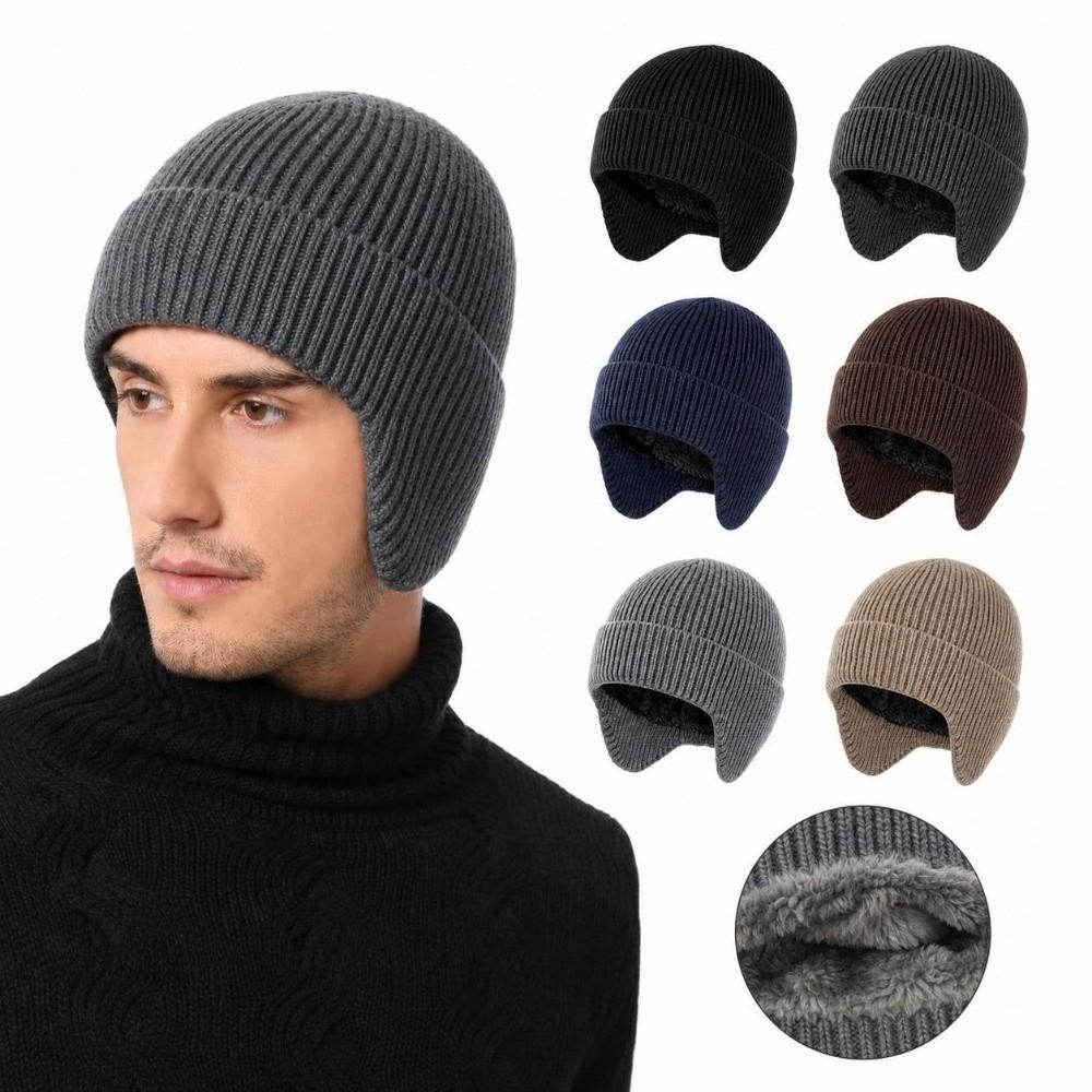 Windproof Knitted Hat Thickened Cold-proof Hat New Earflap Beanie Hat Unisex