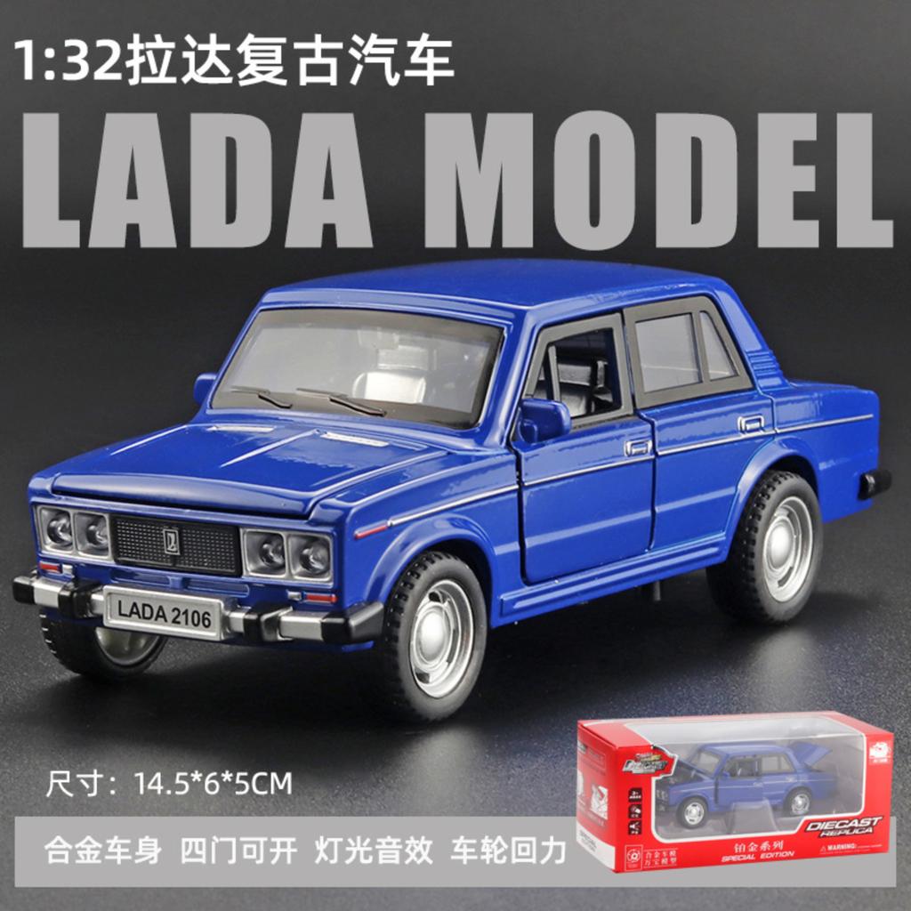 Retro Lada Sedan Slitinový Model Zvuk a Světlo Natahovací Otevírání Dveří Model Autíčka