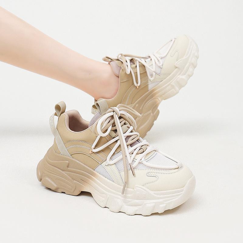 Spring dad shoes women's new thick sole height gradually change purple contrasting color casual versatile women's shoes sports shoes