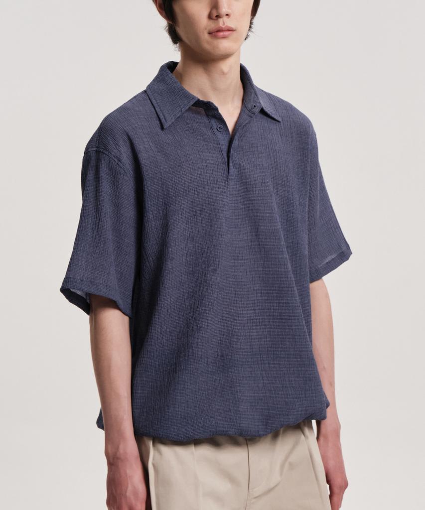 CONNECT KINLOCH Wish & Wear Seersucker Polo Shirt (Blue)