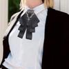 Męska Damska Broszka Pin z Jedwabną Wstążką Muszka Ślubna Kryształowe Cyrkonie Klips Węzeł Koszula Żabot Kołnierz Gotowa Muszka