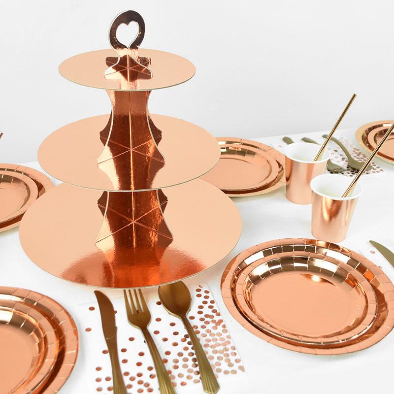 Rose Gold Party Einweg Geschirr Set Papier Platte Tasse Kinder Erwachsene Geburtstag Hochzeit Bachelorette Party Dekoration Baby Dusche