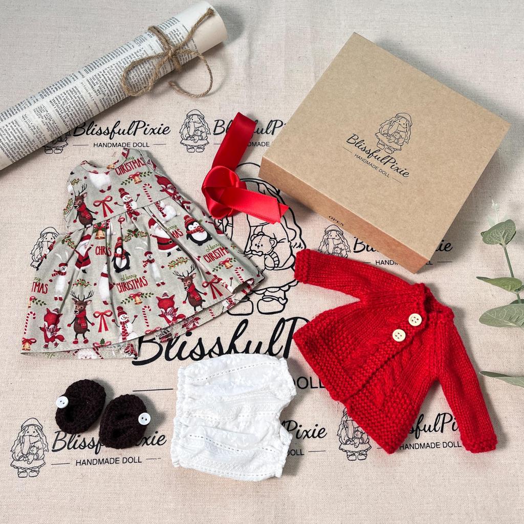 BlissfulPixie Handmade Waldorf Doll Clothes 30cm Clothes Set Lovely Box Girls Christmas Birthday Gift Gabriella Clothes Accessories -
