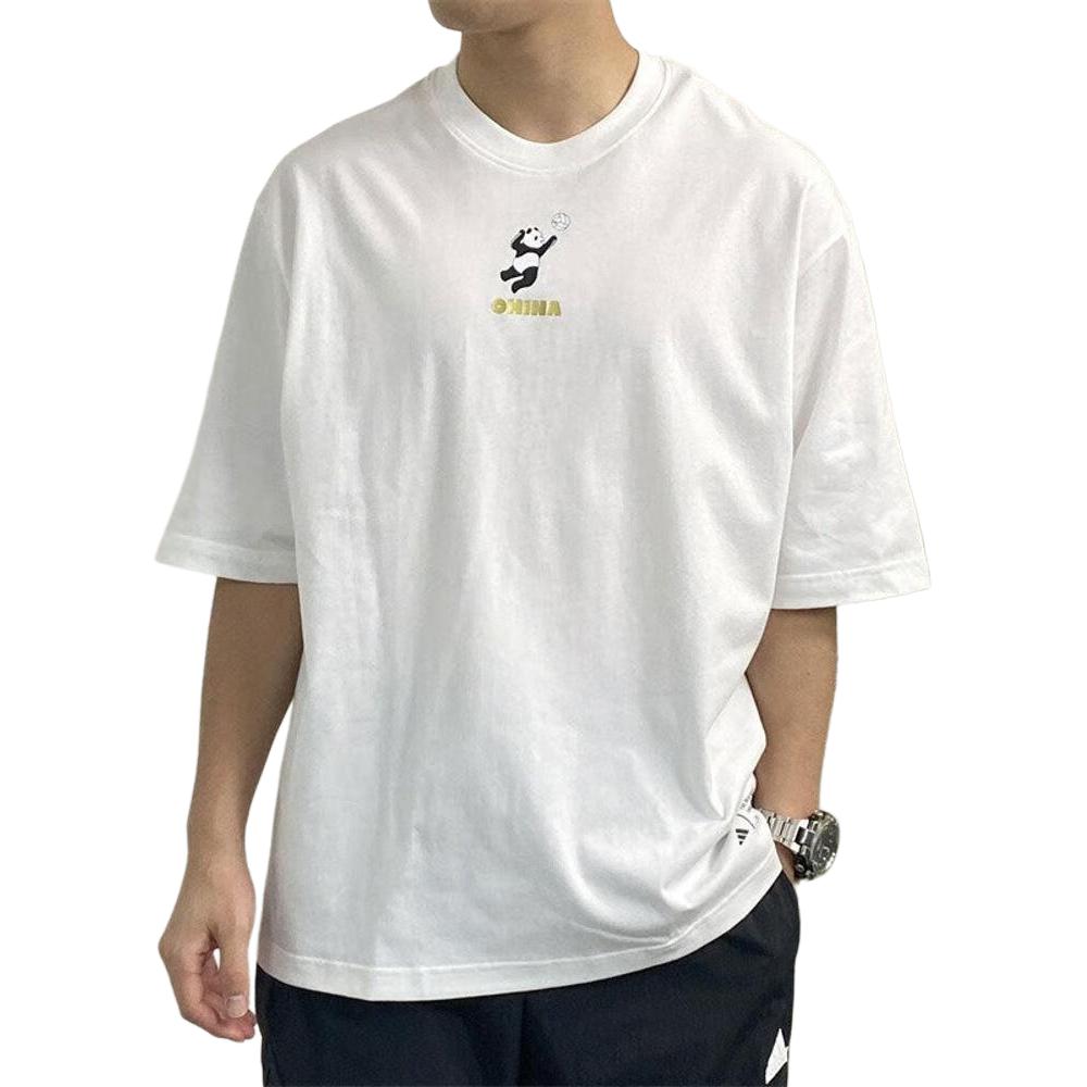 Adidas T Shirts Men's White Crew Neck Moderate Straight Fit JZ3288
