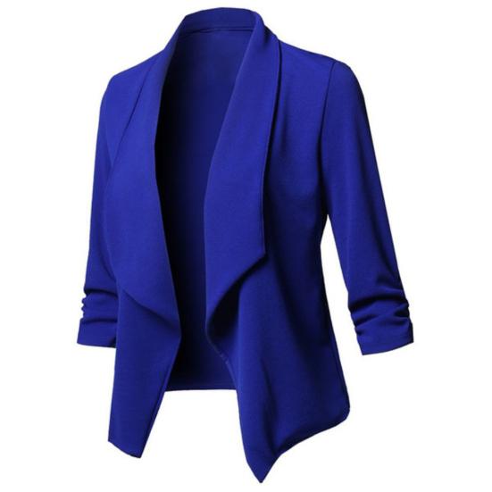 Fashion Women Small Suit Jacket Autumn Long Sleeve Top Solid Color Outwear