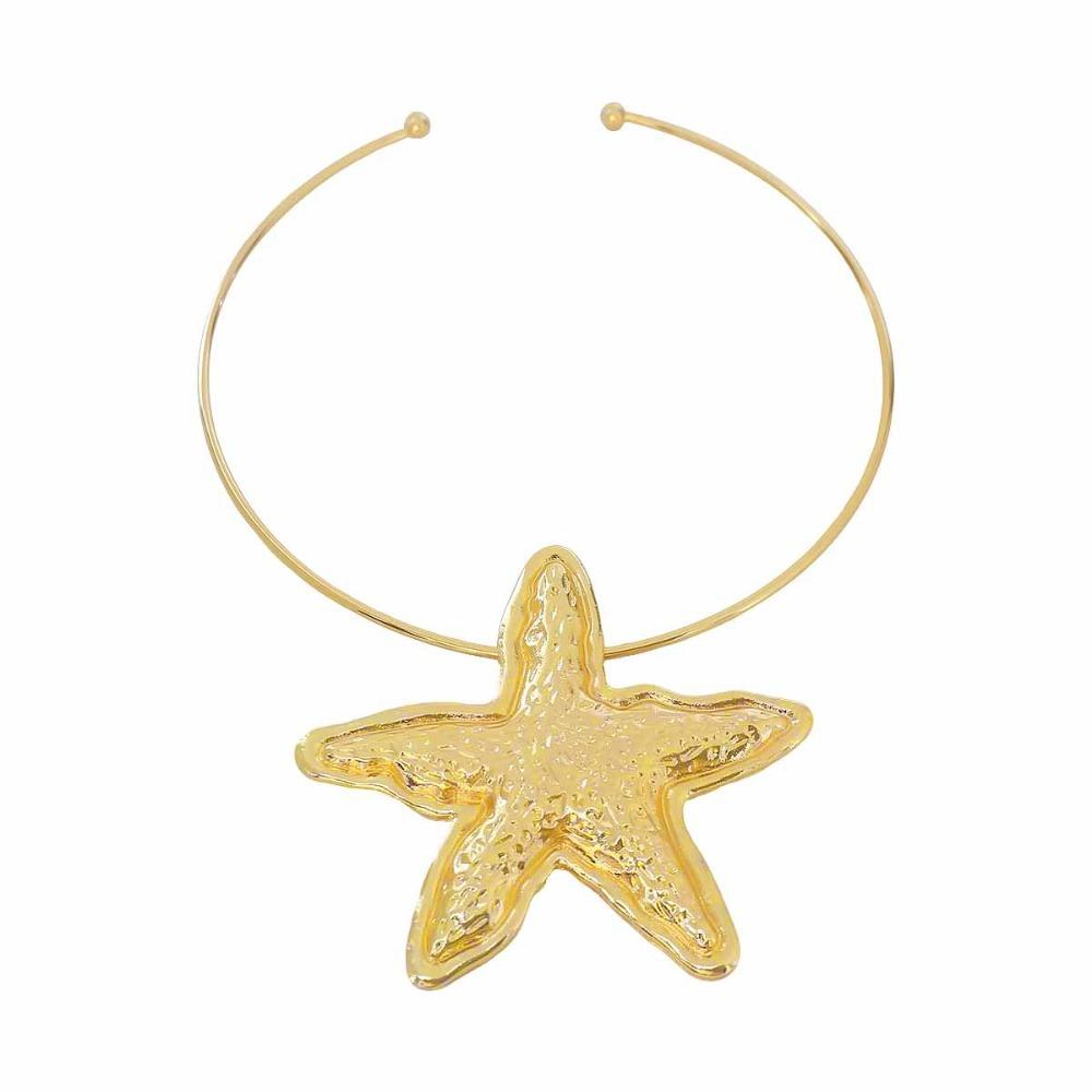 Silber Geometrischer Runder Kragen Anhänger Gold Schmuck Mode Seestern Anhänger Metall Choker Damen