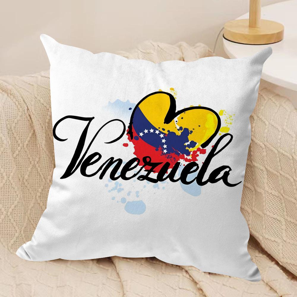 Fashion Art VVenezuela Cushion Cover Silky Short Plush Invisible Zipper Dustproof Sofa Pillow Case For Home Decor