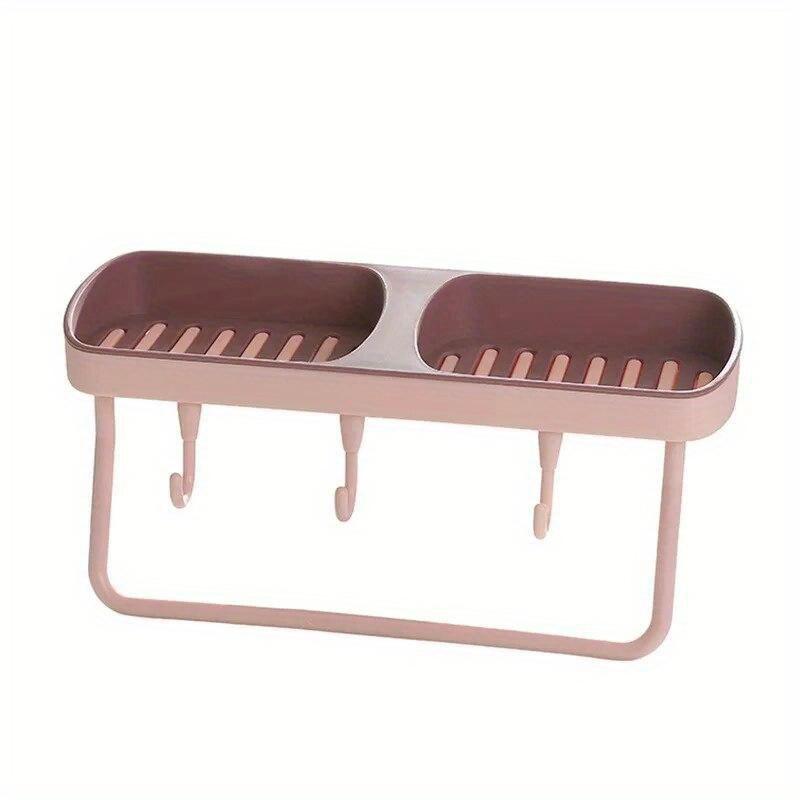 

1pc Bathroom Soap Holder, Wall Mounted Multifunctional, Placement And Suspension, Wall Mounted No Punch Soap Dish красный