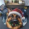 German Shepherd Round Area Rug,Carpet Rug for Living Room Bedroom Sofa Playroom Decor,Non-slip Floor Mat