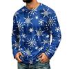 Men's Corduroy Long Sleeve Neck Shirt with Christmas Print Holiday Party Top