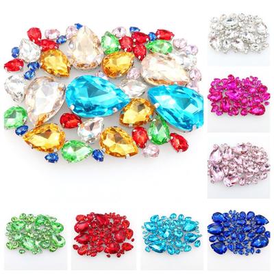 50 Stück Größe Wassertropfen Handgenähtes Bohren Gemischte Farbe Kristallglas Einzelklaue DIY Hochzeit Kleidung Accessoires Schmuckzubehör