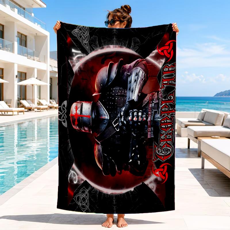 Knightly Warrior In Armor Beach Towel, Microfiber Beach Towel, Perfect For Pool, Beach, Travel, Home Decor Beach Party Fan Gifts