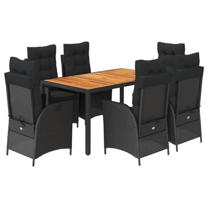 VidaXL 7-Piece Garden Dining Set with Cushions, Table and Chairs with Adjustable Backrest, Outdoor Furniture, 3213098
