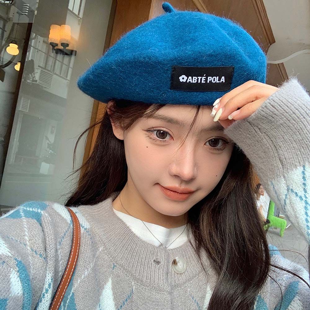 Winter Autumn Imitation Woolen Solid Color Women Berets British Hats Beanie Hat Korean Painter Caps
