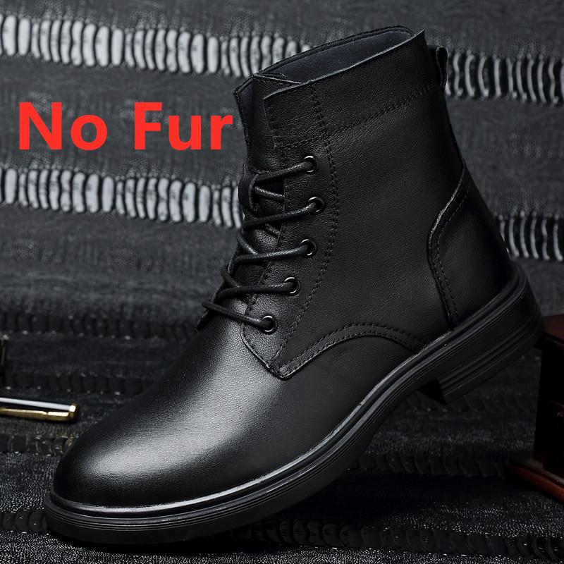 Fashion Men Winter Shoes Formal Dress Boots Black Motorcycle Boots Warm Oxford Ankle Men's Boots Genuine Leather High Quality Big Siz 50
