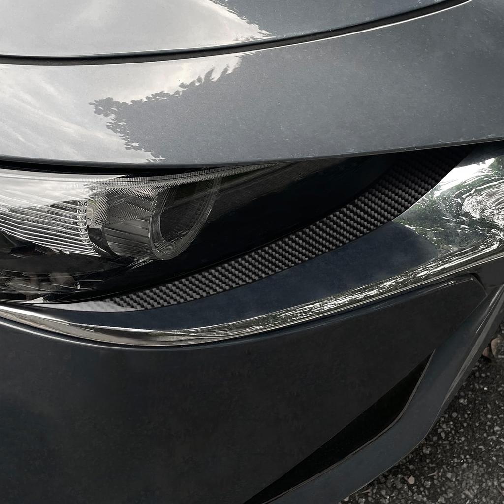 AIRSPEED Nakładka na brwi reflektorów samochodowych z włókna węglowego dla Mazda 3 Custom Zewnętrzny Stylowy i zawiera taśmę ułatwiającą montaż (2019-2025) -