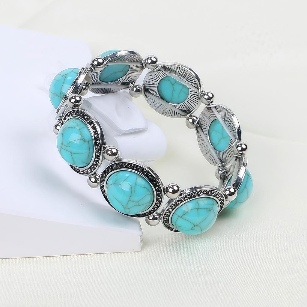 Braccialetto retrò bohémien turchese naturale stile etnico per le vacanze casual da viaggio accessori per le donne boho accessori squisiti