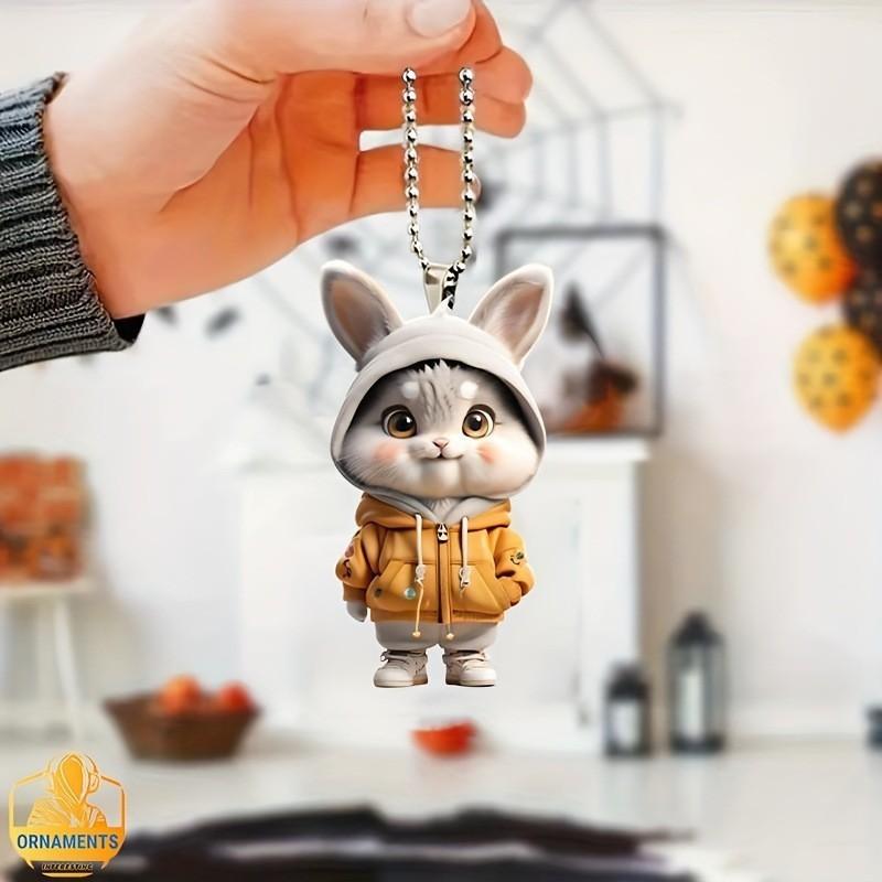 Cartoon Cute Rabbit Pattern Acrylic Pendant For Car Decoration Accessories