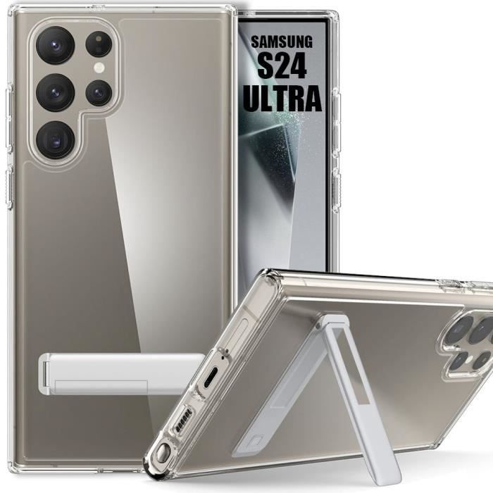 Coque de protection - BOOLING - pour Samsung Galaxy S24 Ultra - TPU Transparent - Souple - Support réglable