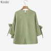 ZANZEA Blusa feminina casual com decote redondo e manga 3/4 solta