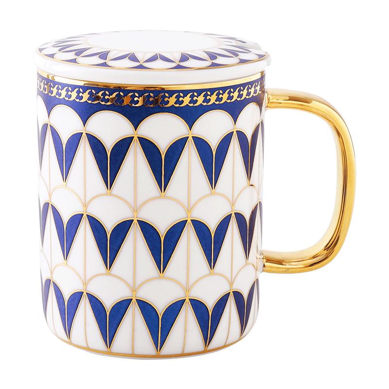 British Style Mug Couple Pair Cup Ceramic Water Cup Office Mug Coffee Cup High-End Covered Souvenir