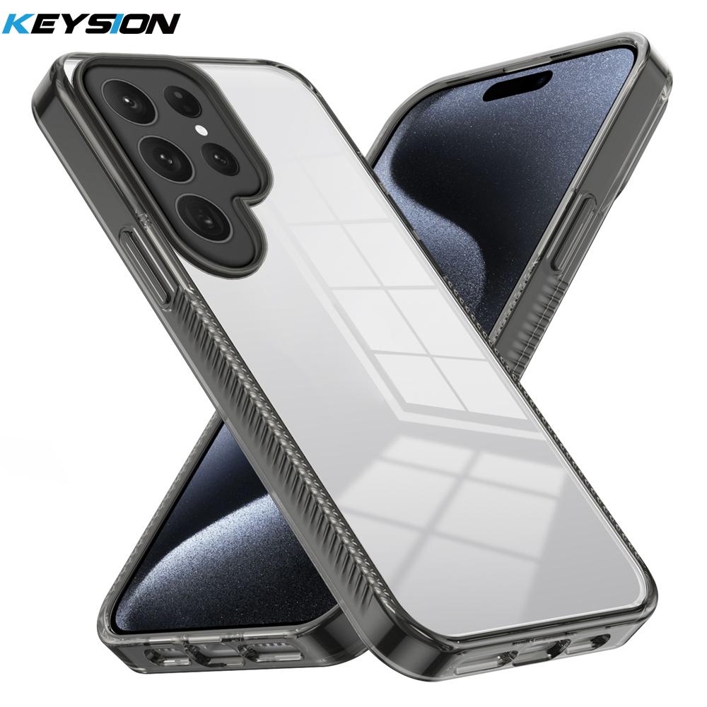 KEYSION Transparent Case for Samsung S24 Ultra 5G S23 FE TPU+PC Anti-slip Clear Shockproof Phone Cover for Galaxy S23 S22 Ultra