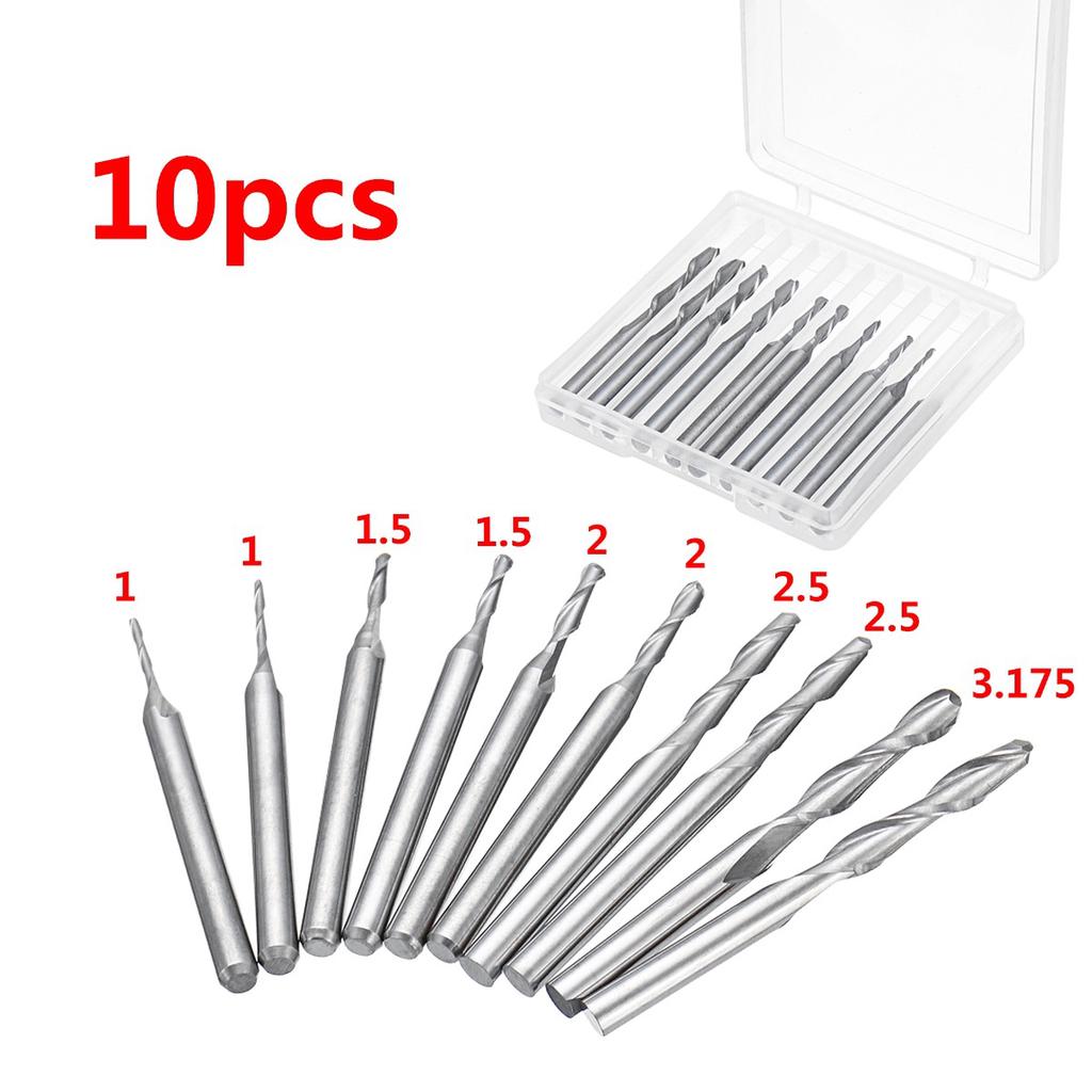 New 10pcs 3.175mm 1//8/" 2 Flute spiral End Mill Cutter CNC Bit CED 1mm 3mm CEL