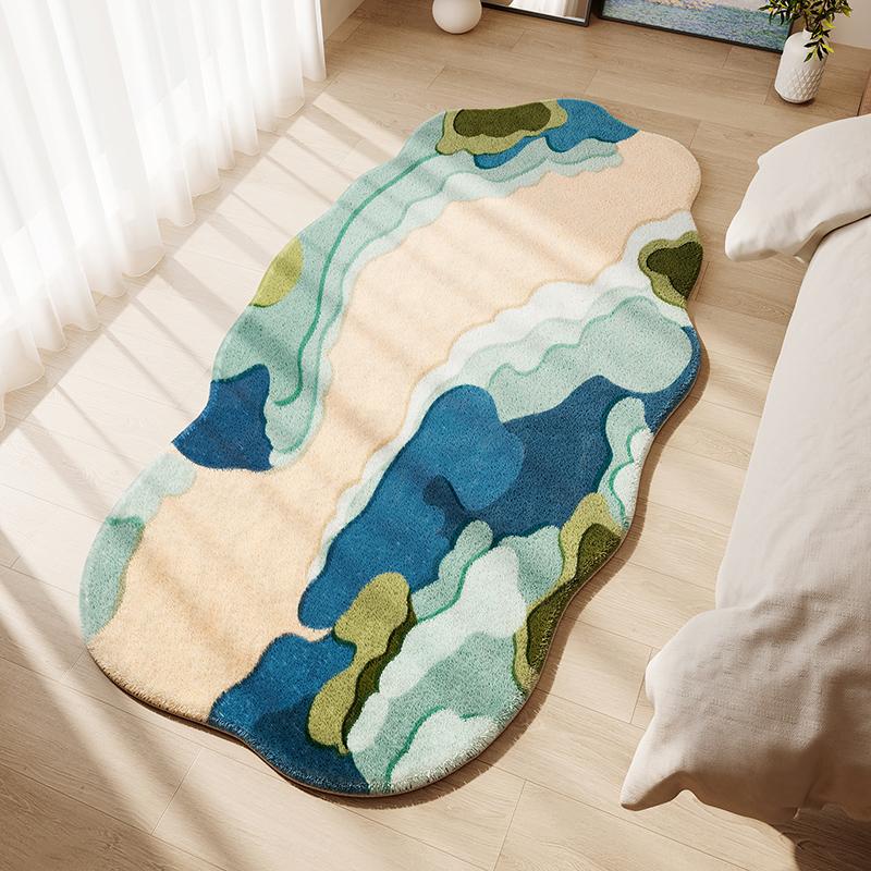Irregular Shapes Carpets For Living Room Dopamine Color Bedroom Decor Plush Carpet Fluffy Soft Bedside Floor Mat Thick Study Rug