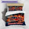 3PC Custom Name Fire Truck Courage Bedding Set Duvet Cover Closure Includes 1 Duvet Cover & 2 Pillowcases for Bedroom