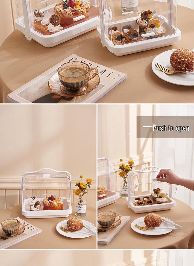 Transparent Dustproof Storage Box with Lid for Bread and Milk Bottles