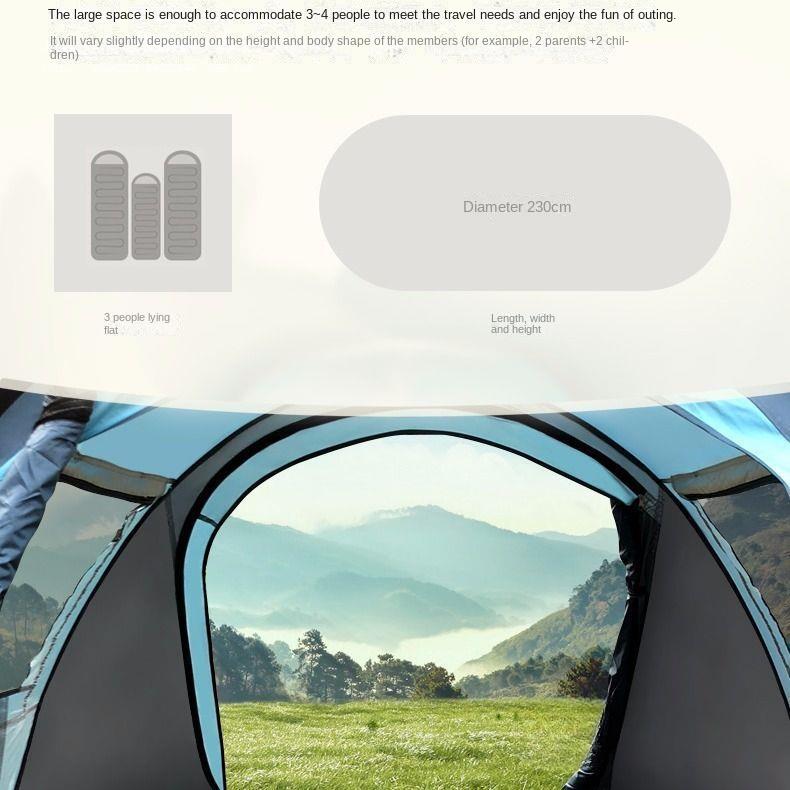 Çadır Açık Otomatik 3-4 Çift Ev Yağmur Geçirmez Böcek Geçirmez İç Mekan Dış Mekan Yetişkin ve Çocuk Çadırı Güneşlik