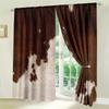2pc Brown Cow Print Curtains 3D Faux Fur Texture Light Filtering Drapes Farmhouse Rustic Home Decor for Living Room Bedrooms