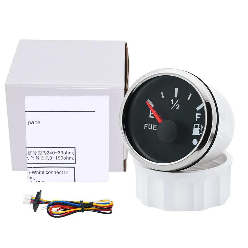 Waterproof 52mm Fuel Level Gauge with Flash Alarm+Oil Float Sensor 0-190 OHM Fuel Tank Meter 7Color LED for Car Yacht 12V Custom