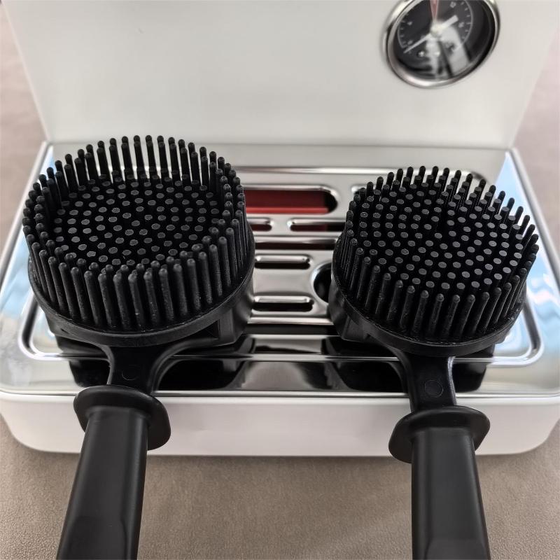 Long Handle Coffee Machine Cleaning Brush Silicone Arc Brew Head Brush Durable Kitchen Cleaning Tool