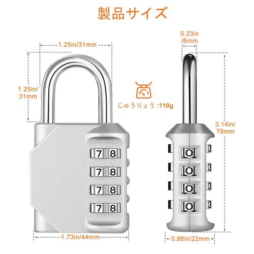 NAGE 4-Digit Combination Lock, Padlock with Key, Anti-Theft, for Large Lockers, Schools, Businesses, Warehouses, Outdoors, Numbered Padlock, Waterproo