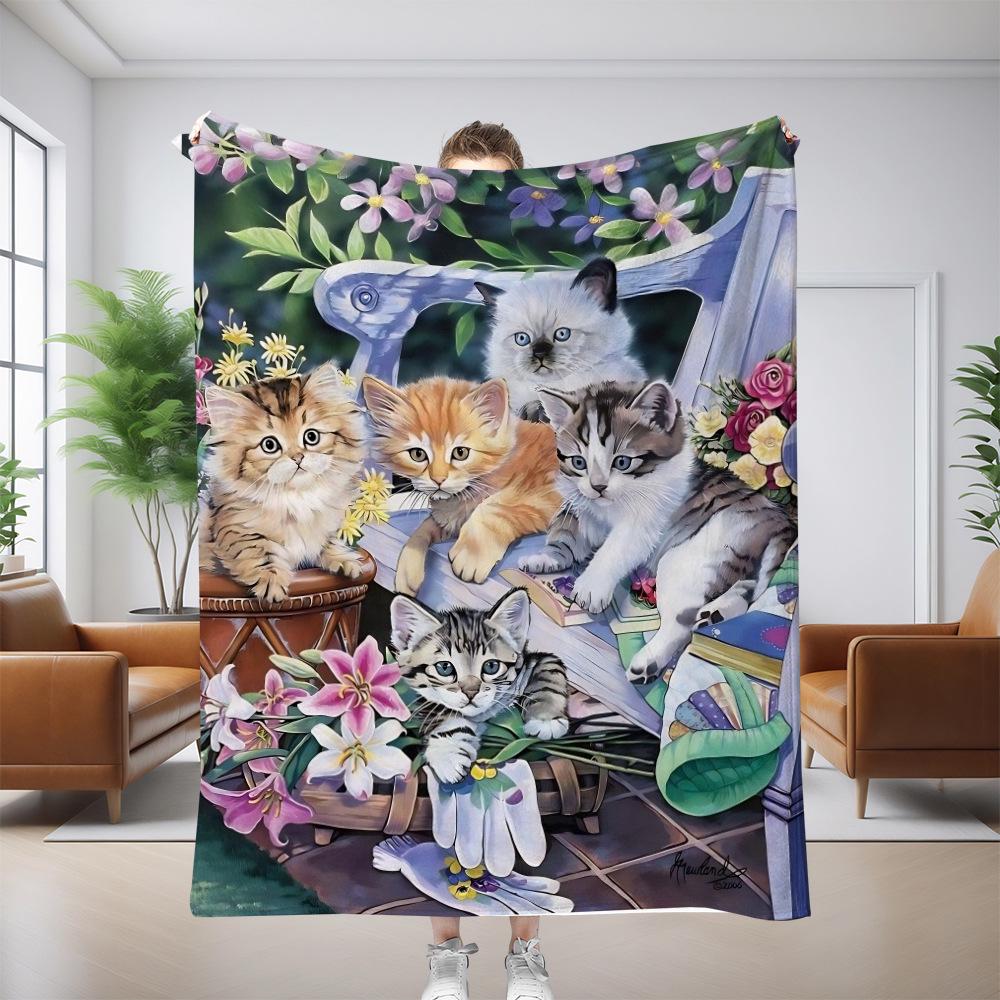 Pătură canapea pisică personalizată: Flanel gros cu imprimeu digital