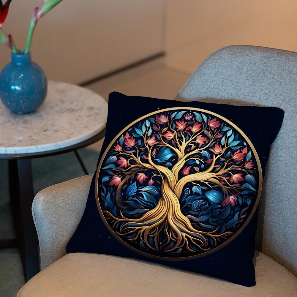Tree of Life Cushion Cover Plant Floral Cushion Cover 2-in-1 Reversible Plush Pillow Cover | Car/Sofa/Bed | Perfect Gift