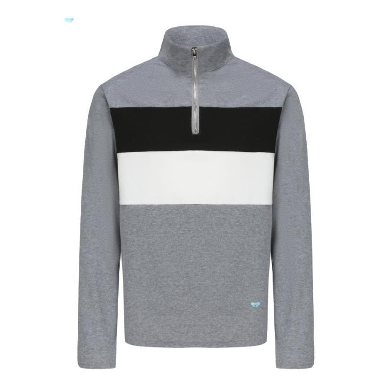 Men s Casual Long Sleeve Quarter Zip Shirt for Business Daily Wear S серый