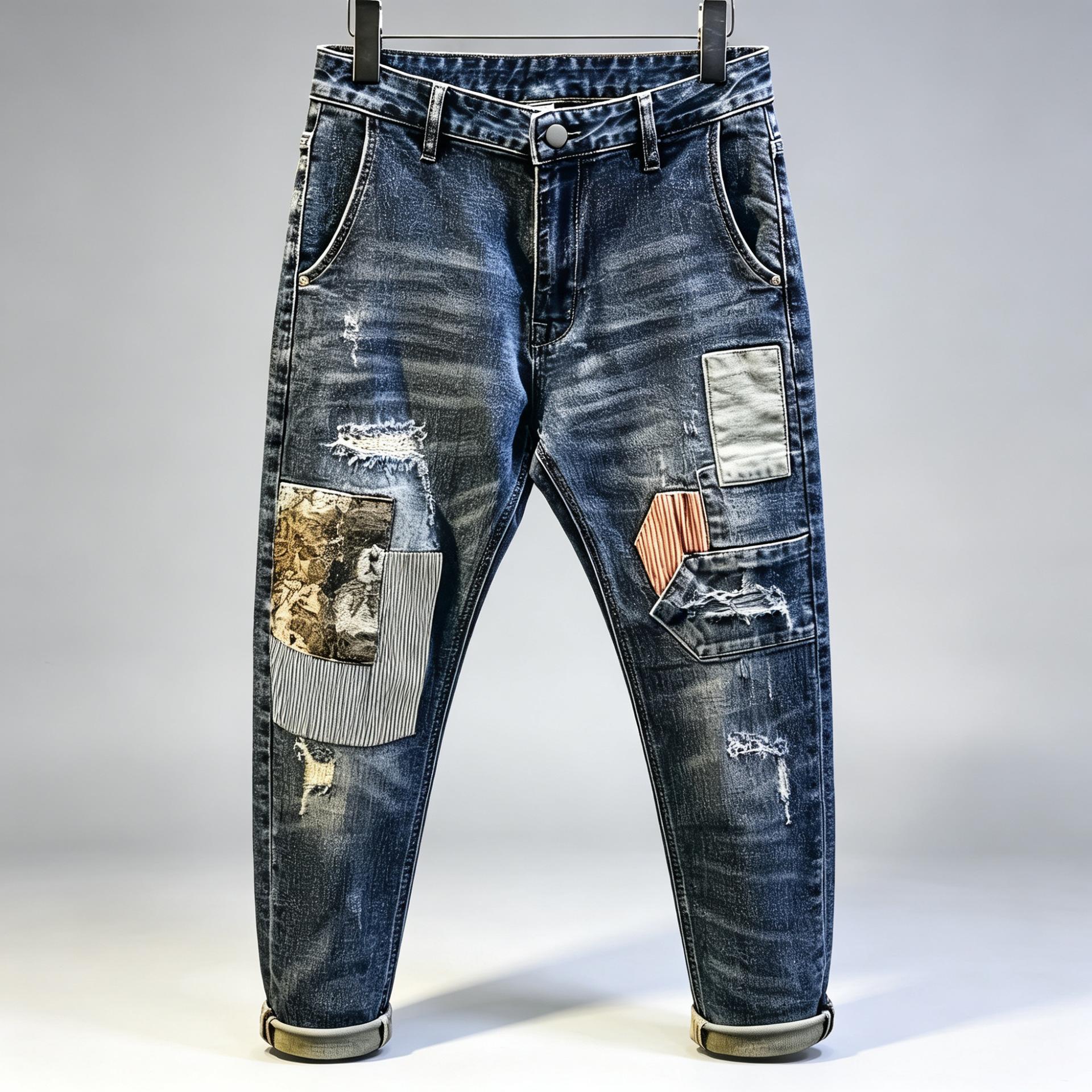[Denim Source] Men`s Ripped Patch Jeans