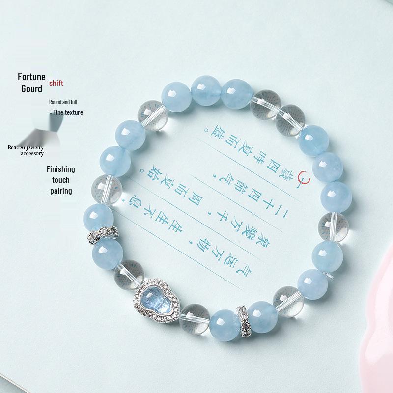 Elegant 2026 Aquamarine and White Crystal Beaded Women's Bracelet - Versatile Light Luxury Jewelry