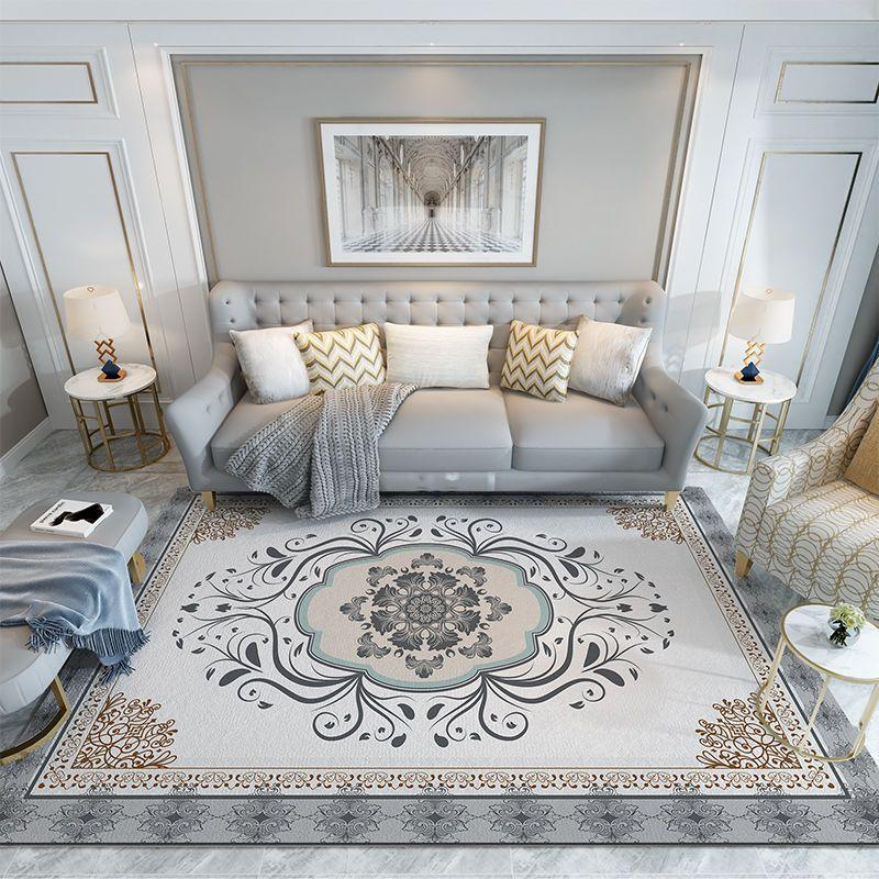 Retro American Style Living Room Carpet Classical Decoration Home Sofa Machine Washable Rug Lounge Bedroom Non-slip Mat Fully