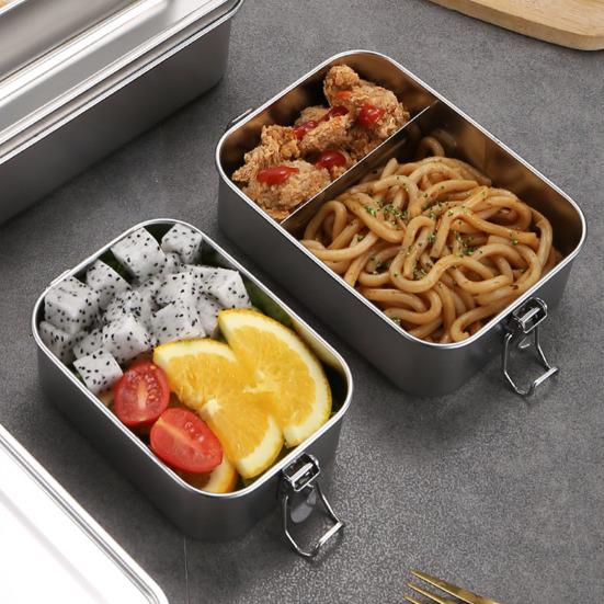 Matboks i rustfritt stål, stablebar bentoboks for suppe, salat, rester. Bærbar, gjenbrukbar matbeholder for hjem, jobb, reise, utendørs.
