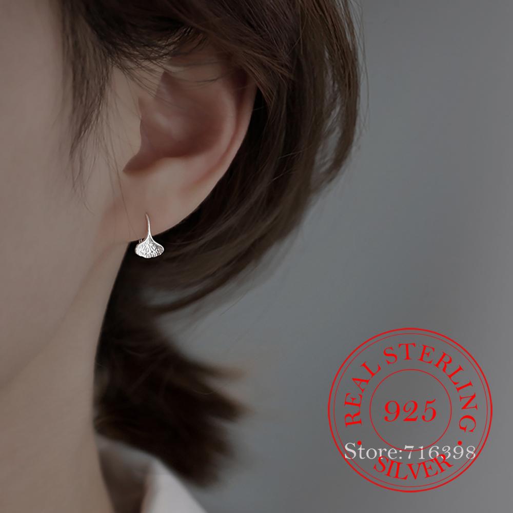 Original Solid Silver 925 Plant Leaf Stud Earrings for Women Girls Fashion Charm Piercing Jewelry Party Wedding Birthday Gift