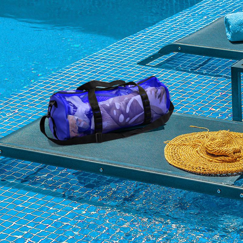 Cylinder Mesh Beach Bag: Portable Tote, Crossbody, Travel Wash Bag for Fitness & Swimming